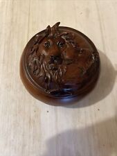 4.5 Inch Faux Wood Lions Trinket Box picture
