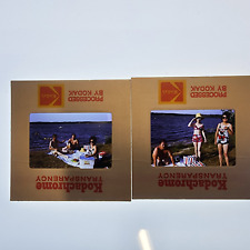 Vintage 1973 35mm Slides Kodachrome People on Beach Picnic Swimwear picture