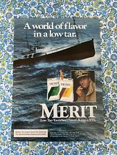 Vintage 1985 Merit Cigarettes Print Ad Ship Captain Rough Seas picture