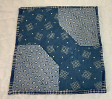Vintage Antique Patchwork Quilt Small Table Topper, Early Calicos, Bow Tie, Blue picture