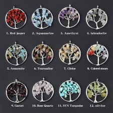 1x Natural Crystal Quartz Tree of Life Wire Wrapped Stone Pendant Necklace Reiki picture