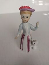 Vintage Ceramic Porcelain Girl With Poodle Figurine With Hat Mid Century  picture