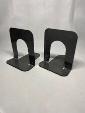 Set of 2 Vintage Industrial 5” Metal LIBRARY BOOKENDS Gray picture