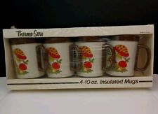 4 VTG SEALED Sears Roebuck Thermo-Serv 10 oz. Insulated Merry Mushroom Mugs picture