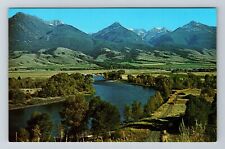 MT-Montana, Aerial Scenic View The River, Mountain, Vintage Postcard picture