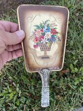 Vintage Hand Held Vanity Mirror Boudoir Floral French Renaissance RARE ❤️blt39j1 picture