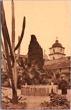 c1910s SANTA BARBARA MISSION California Postcard Priest at Fountain MITCHELL picture
