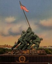 US Marine Corps War Memorial Arlington Virginia Postcard WWII Raising Flag Jima picture