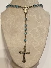 ✨Vintage Blue Bead Christian Catholic Rosary 26” Necklace✨ picture