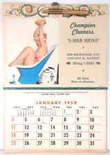 Advertisement Calendar 1959 Champion Cleaners Chicago Illinois Complete picture