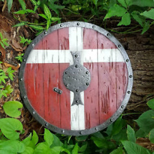 Shield Viking Battleworn Medieval Authentic Larp Wooden Norse Round 24 picture