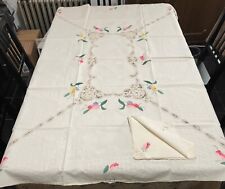 New Hand made Applique Table cloth and 6 matching Napkins 54
