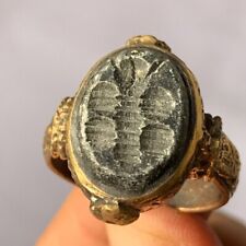 RARE ANCIENT ANTIQUE SILVER INTAGLIO EGYPTIAN KING ENGRAVED ROMAN RING picture