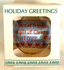 Friendship Keepsake Glass Ornament Christmas Heart of Friendship is Love 1984 picture