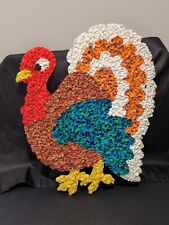 Vintage Plastic Popcorn Thanksgiving Turkey Wall Hanging 21in picture