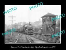 OLD LARGE HISTORIC PHOTO OF CAMERON WEST VIRGINIA CX RAILROAD SIGNAL TOWER c1930 picture