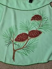 Vintage HOSTESS APRON Pine Cones Print & Green Rickrack picture