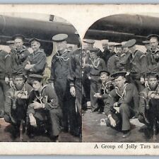 c1900s US Navy Reserve Jolly Tars Sailors Cool Men Smoking Gun Stereoview V41 picture