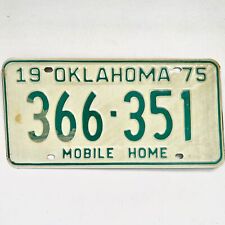1975 United States Oklahoma Base Mobile Home License Plate 366-351 picture
