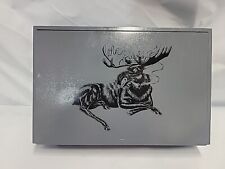 LARGE MOOSE VS Chillin Moose Corona Large Blue Empty Wooden Cigar Box Wood C1 picture