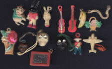(14) MISC 1920's to 1930's, CELLULOID CHARMS, 3 SKULLS, SLATE ,BANANNA +++ CH33 picture