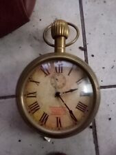 Vintage Large Brass Display Pocket Watch Style Clock by Thomas Ross New York picture