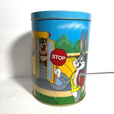 Vintage 1989 Looney Tunes School Bus Tin Canister Brachs Candy picture