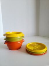 3 Vintage Tupperware Containers Bowls with Lids Harvest #1325-6 MCM picture