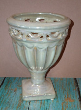 Vintage Ceramic Fluted Pedestal Urn Ivory 5