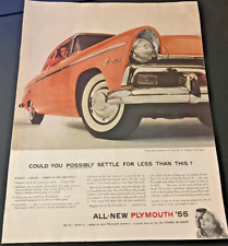 Pink 1955 Plymouth Belvedere - Vintage Original Color Print Ad / Wall Art  CLEAN picture
