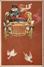 1910 VALENTINE'S DAY Embossed Postcard Couple in Automobile, Chasing Ducks picture
