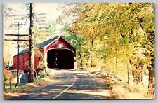 Greetings Telford Pennsylvania Old Covered Bridge Fall Autumn Penn PA Postcard picture