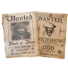 2 x Jack Sparrow Pirate Caribbean aged printed Wanted Poster, Halloween Prop Art picture