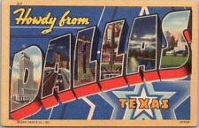Vintage DALLAS Texas Large Letter Postcard Multi-View Curteich Linen 1942 Unused picture