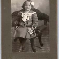 c1900s Perham, MN Adorable Young Lady Cabinet Card Photo Flowers Little Girl H38 picture
