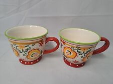 Pair of 2 THRESHOLD Colorful Naomi Stoneware Coffee Mug Red Yellow Orange picture