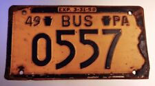 Vintage 1949 Pennsylvania Penna Pa BUS License Plate All Original picture