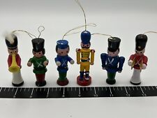 Vintage Christmas Ornaments Hand-Painted Wood Toy Soldiers Lot of 6  picture