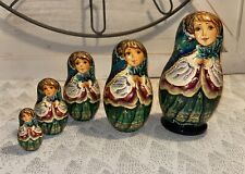 Christmas Evergreen Princess Russian 5 Pce Matryoshka Nesting Doll - 6” picture