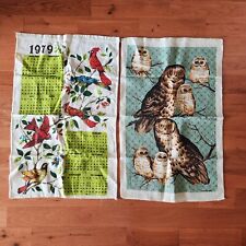 Two Pieces of Irish Linen~Birds / Owls picture