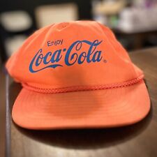 Vintage Coca Cola Classic Snap Back Neon Orange Hat Nylon / Cotton Coke Cap picture