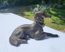 Antique Metal Borzoi  Russian Wolfhound Reclining Figurine Dog made in Japan picture