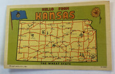 Vintage Postcard ~ Greetings From Kansas The Wheat State Road Map View ~ KS picture