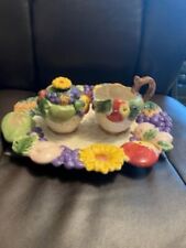 Floral Sugar and Creamer on Platter picture