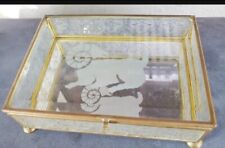 Vintage glass buffalo carved inlay picture