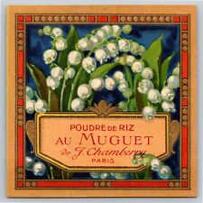 French c1910's Perfume Label Poudre de Riz Au Muguet J. Chamberry Paris w/ Gilt picture