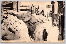 Nome Alaska~Front Street East~Winter Snow~c1910 B&W Albertype Postcard picture