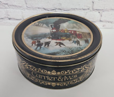 Vtg 1996 Currier & Ives Round Cookie Tin Box American Railroad Scene Snow Bound picture