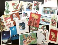 Vintage 1950-60s UNSIGNED Christmas Cards Lot of 50 picture