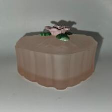 Pink Frosted Glass Heart Shaped 3.5 Inch Trinket Box picture